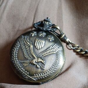 Vintage Gold Pocket Watch with Eagle Design